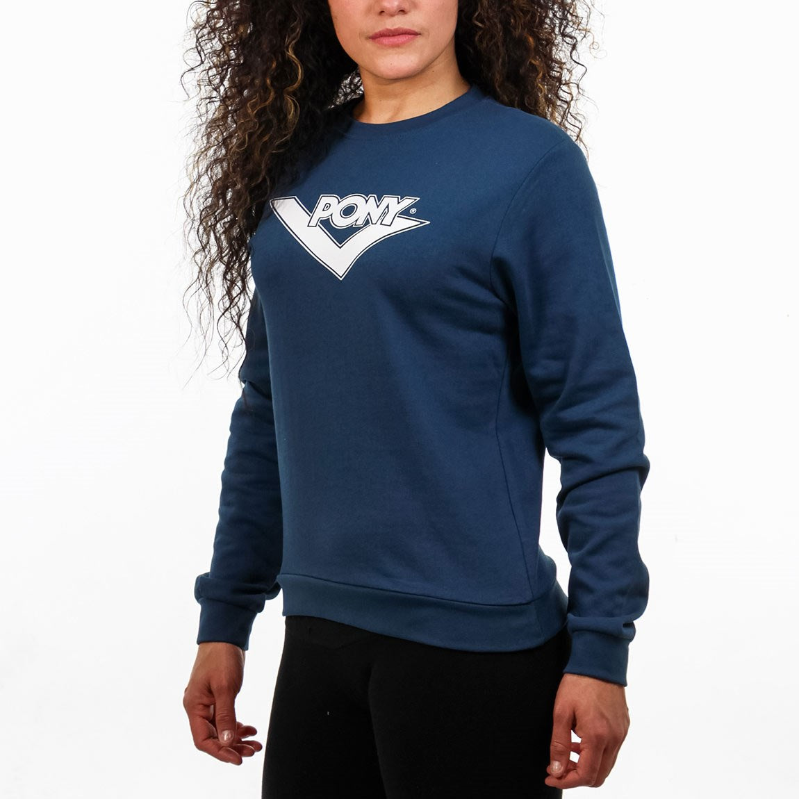 Pony mujer buzo cuello redondo-marino