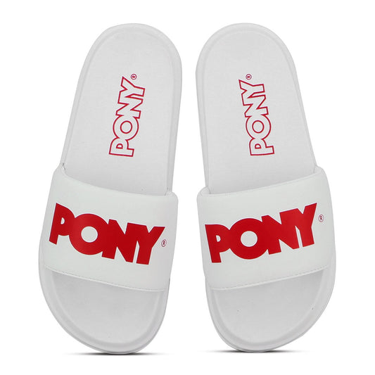 Pony chancletas brooklyn c/logo white-red