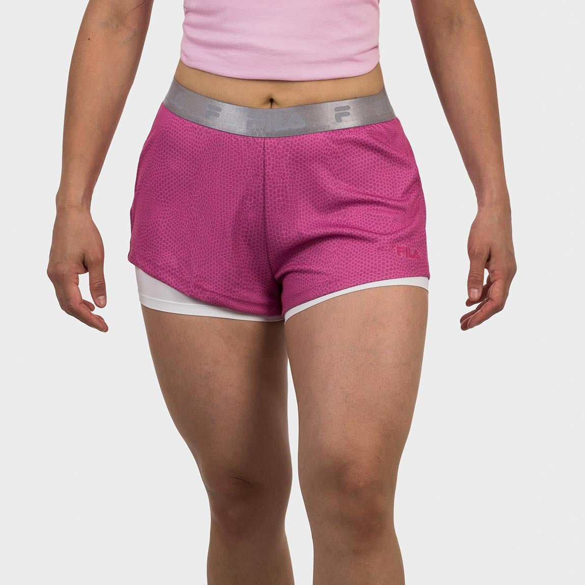 Fila short con calza mujer train elastic ii berm rosa print