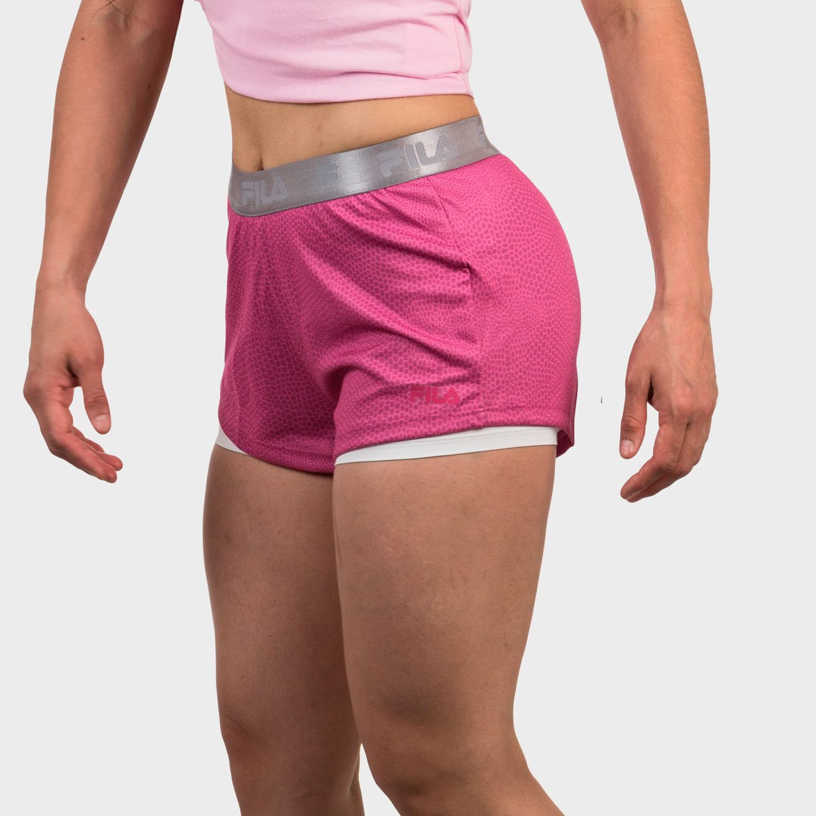 Fila short con calza mujer train elastic ii berm rosa print