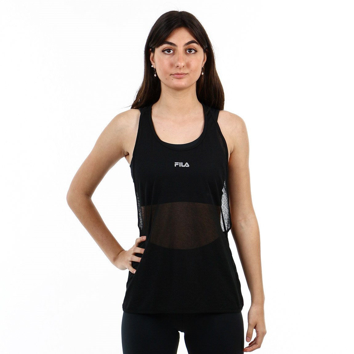 FILA REMERA MUSCULOSA FEMENINA LIGHT RUN II - BLACK/SILVER