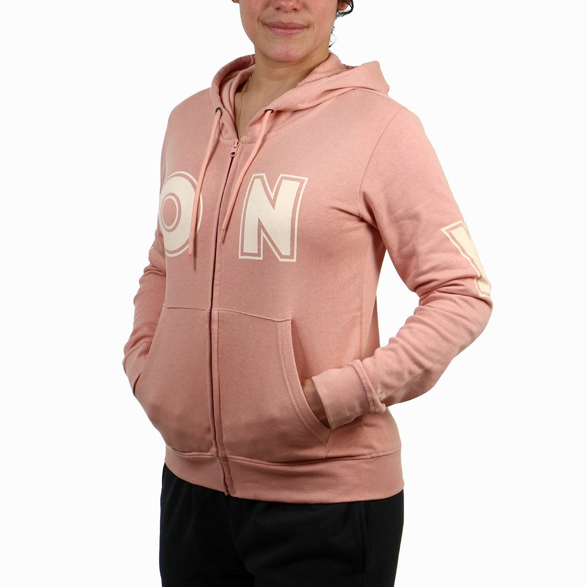 Pony mujer campera c/capucha-rosa viejo