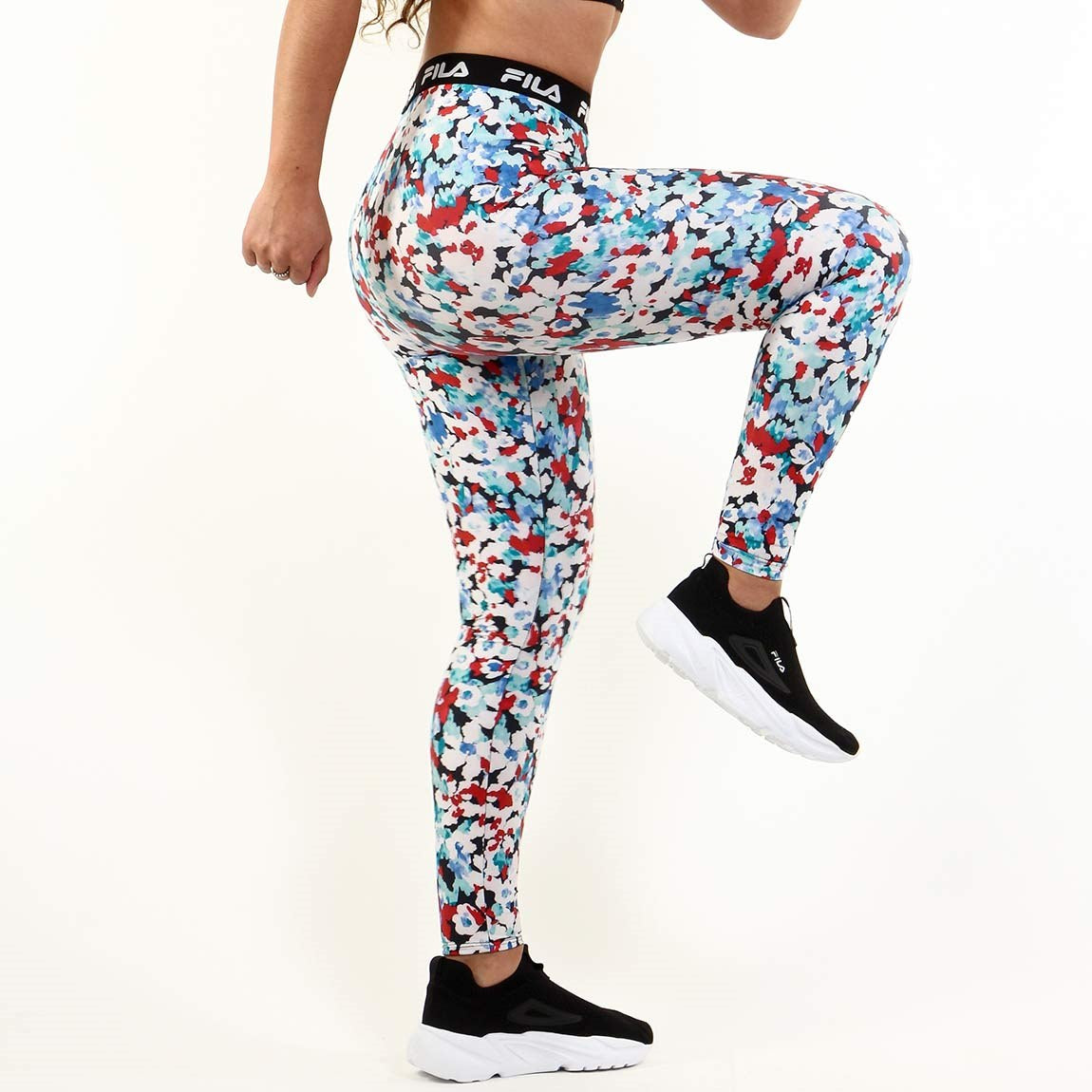 Fila calza legging feminina train elastic ii preto/estampado azul
