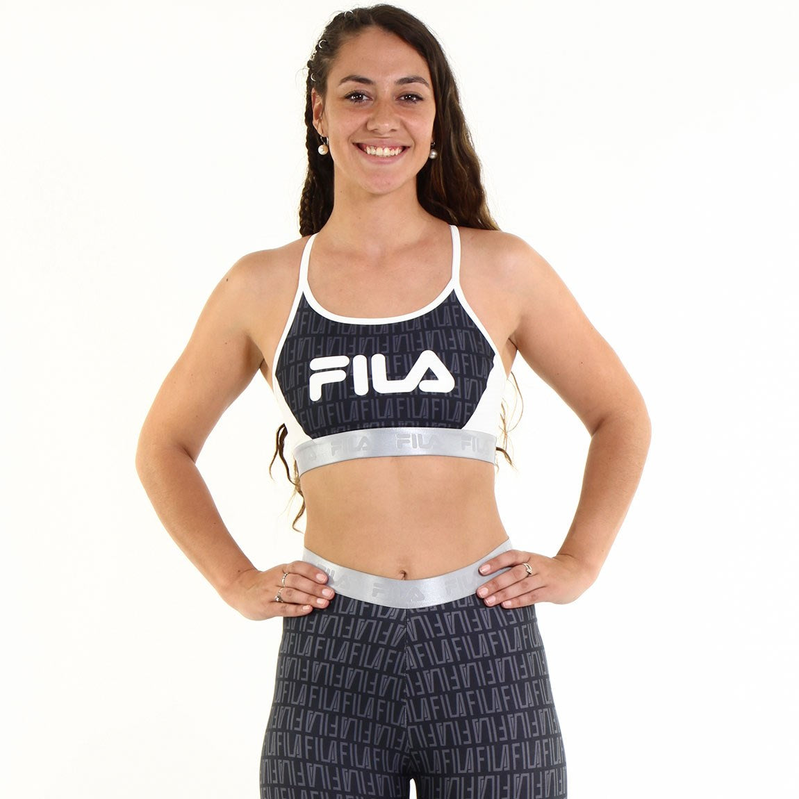 Fila Top Mujer Train Elastic ii Blanco/Estampado Negro