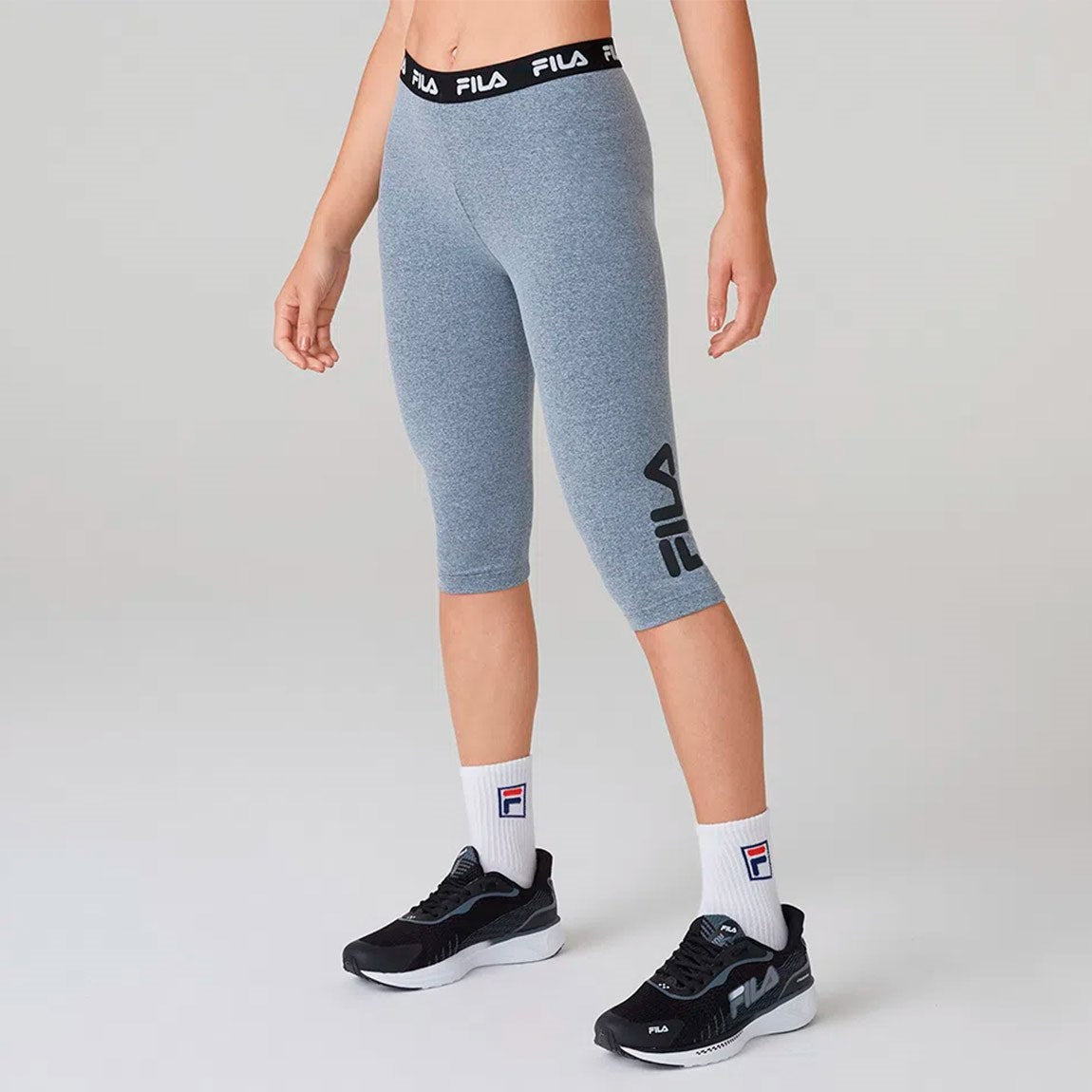 FILA CALZA CAPRI MUJER TRAIN ELASTIC II CINZA MESCLA/PRETO