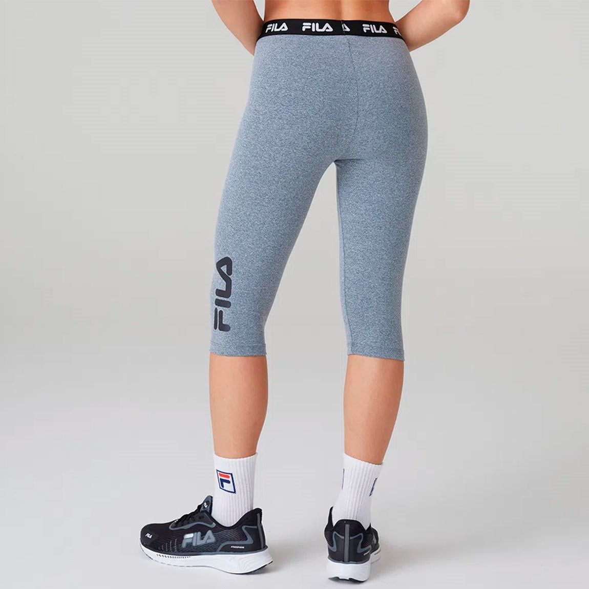 FILA CALZA CAPRI MUJER TRAIN ELASTIC II CINZA MESCLA/PRETO