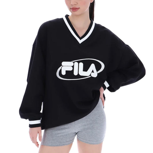 Fila mujer buzo fit v-neck pullover - black