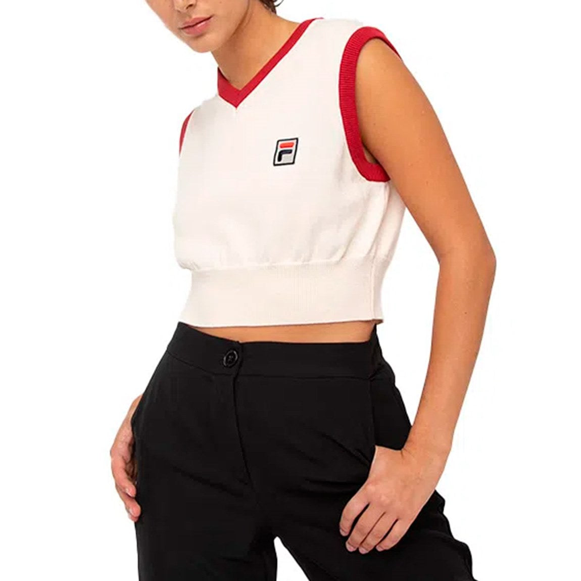 Fila mujer chaleco crop sweater cream