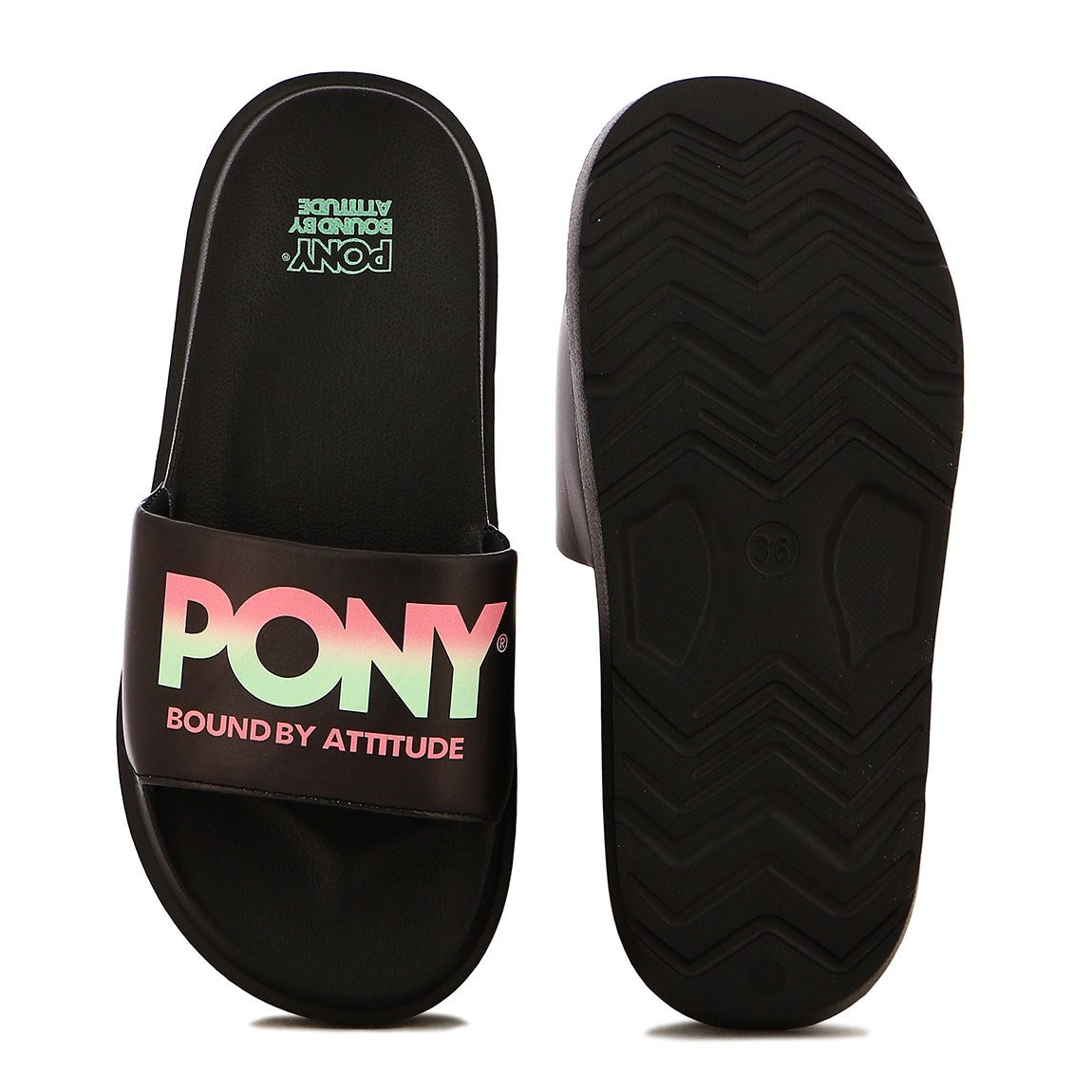 Pony Chancletas Negro/Coral