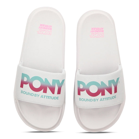 Pony chancletas blanco/turquesa