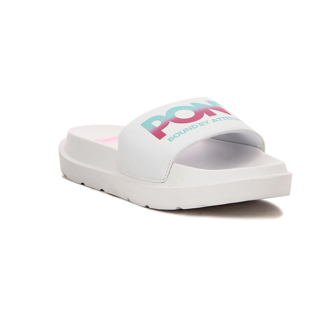 Pony chancletas blanco/turquesa