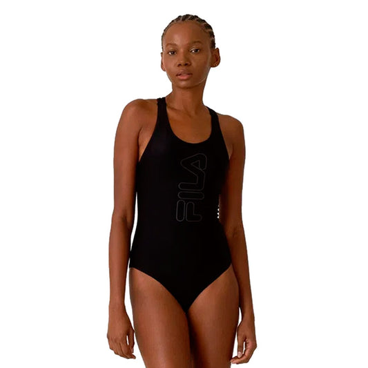Fila malla-traje de baño femenino tri logo ii cuerpo negro/gris