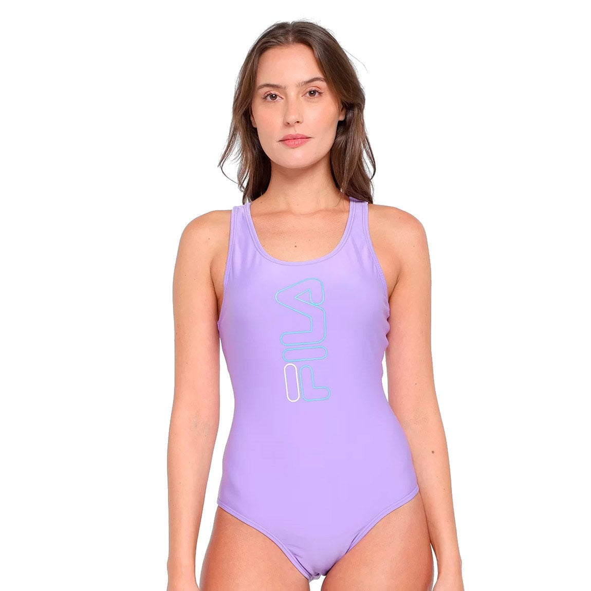 Fila malla-traje de baño femenino tri logo ii cuerpo purpura