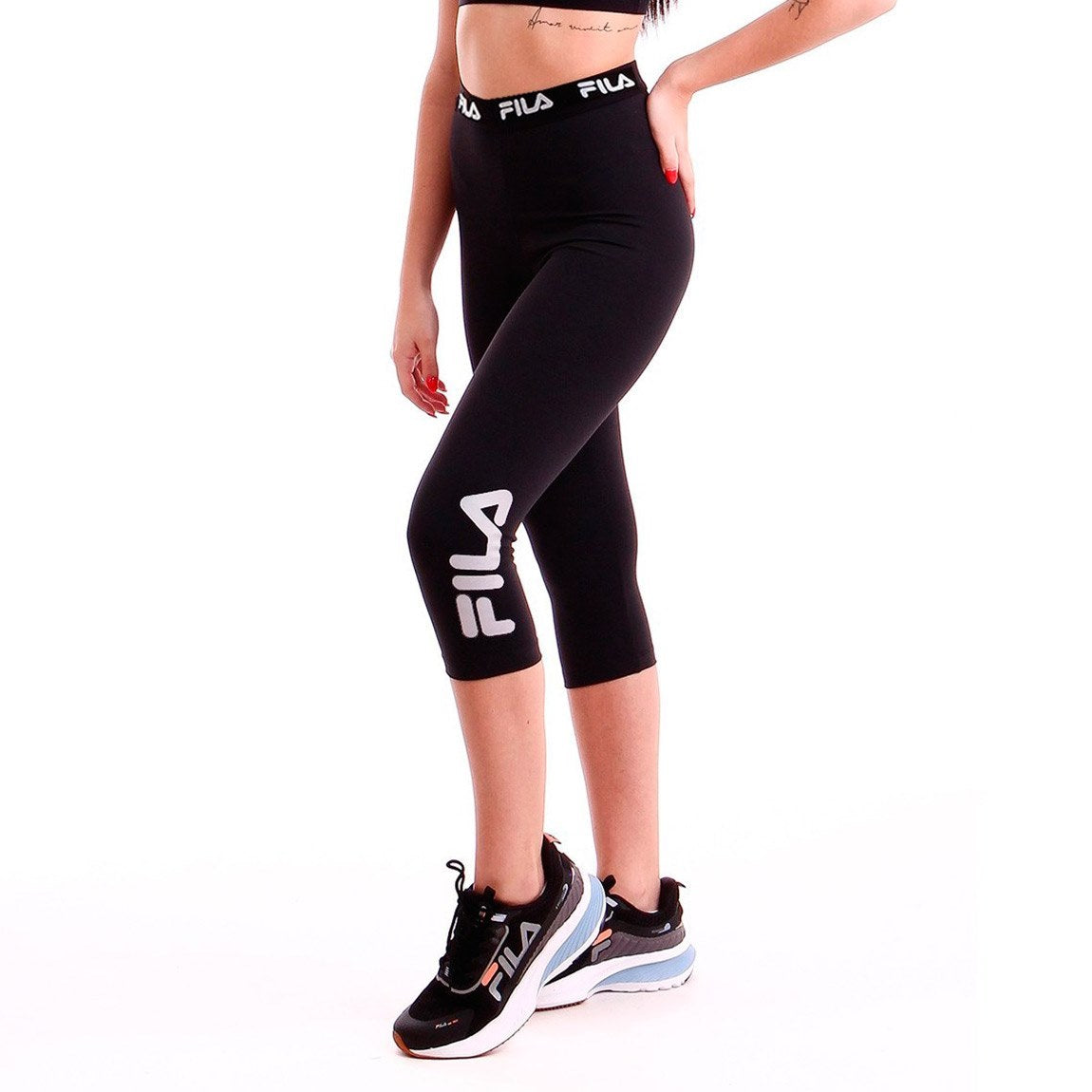 FILA CALZA CAPRI MUJER TRAIN ELASTIC II PRETO/BRANCO