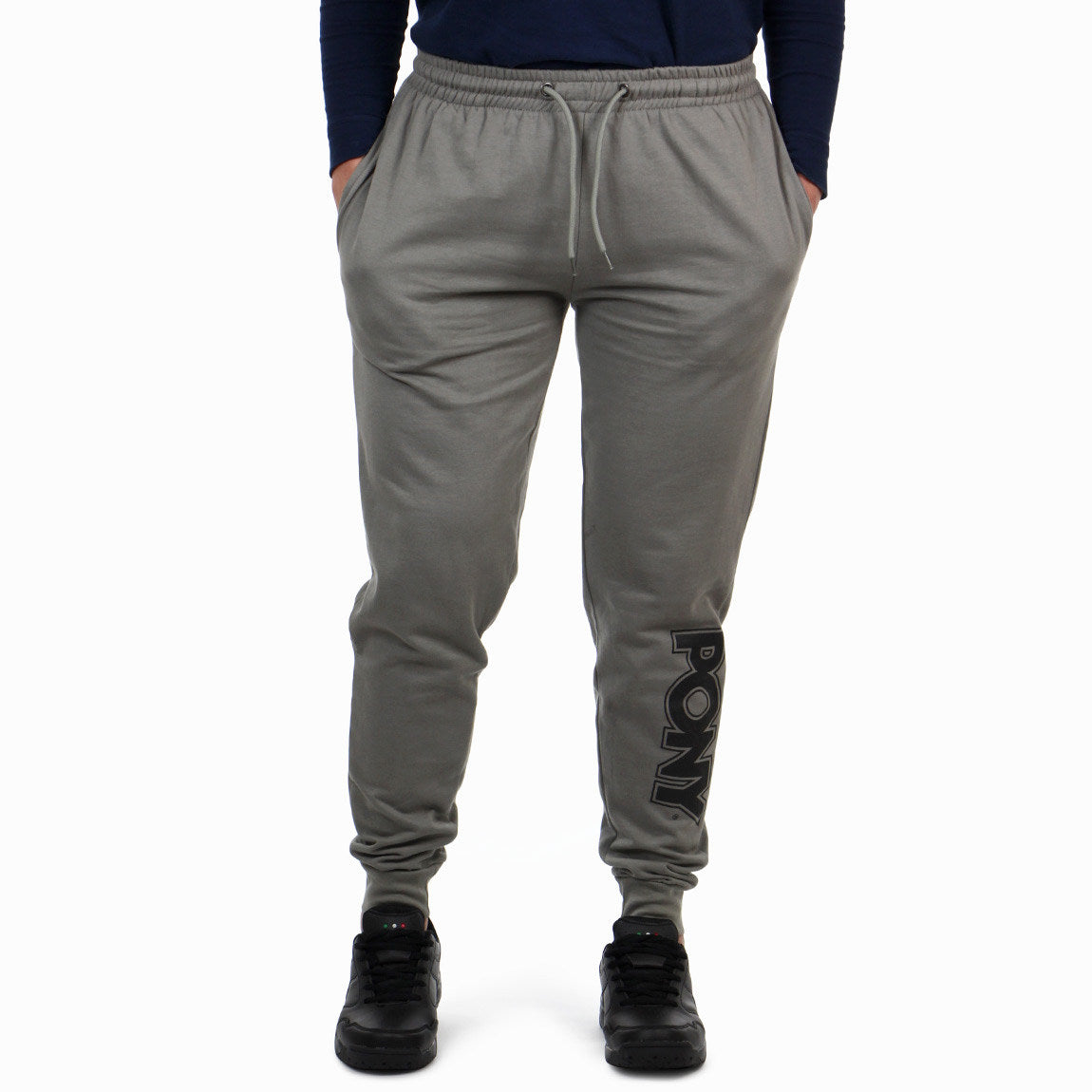 Pony mujer pantalon con felpa logo pierna-gris