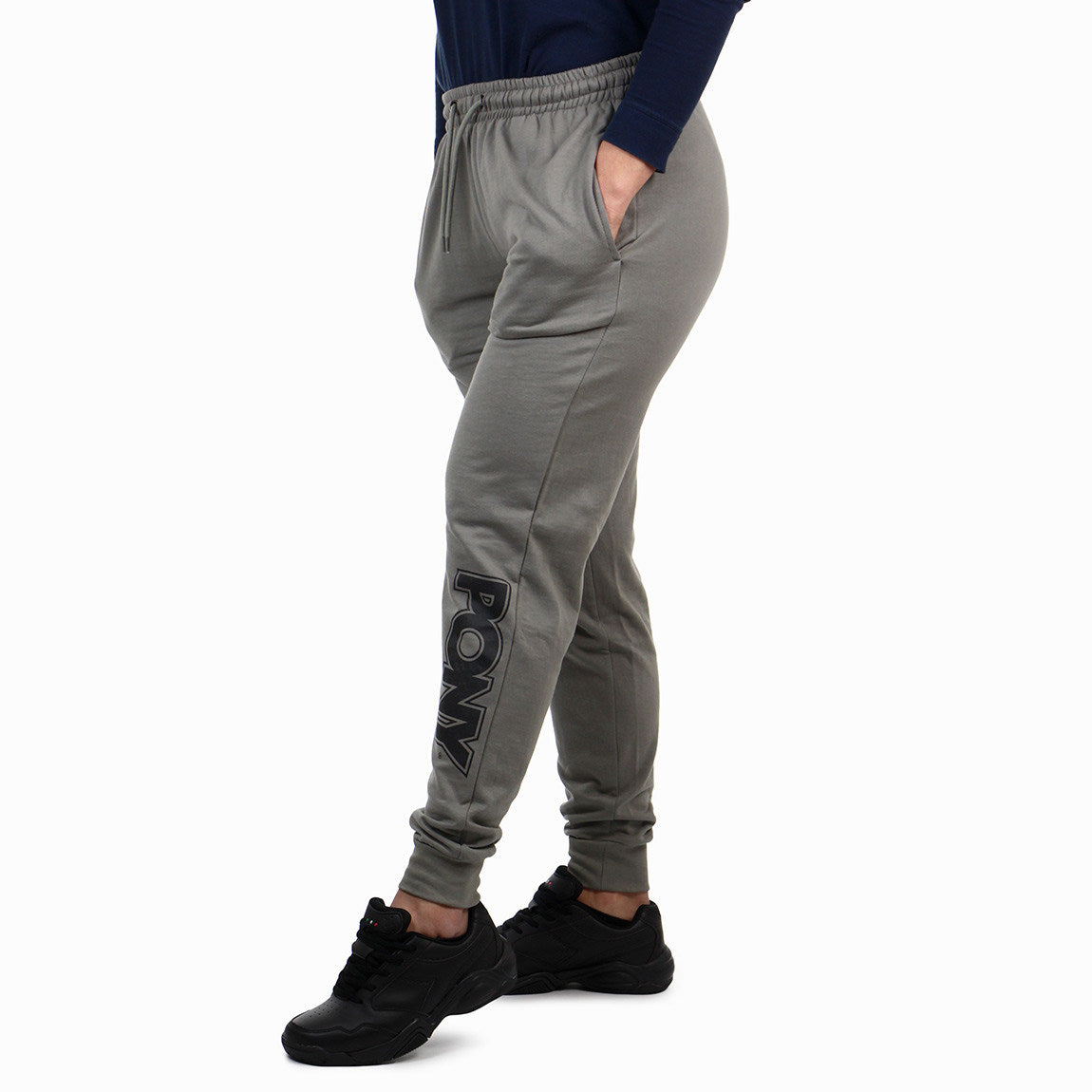 Pony mujer pantalon con felpa logo pierna-gris